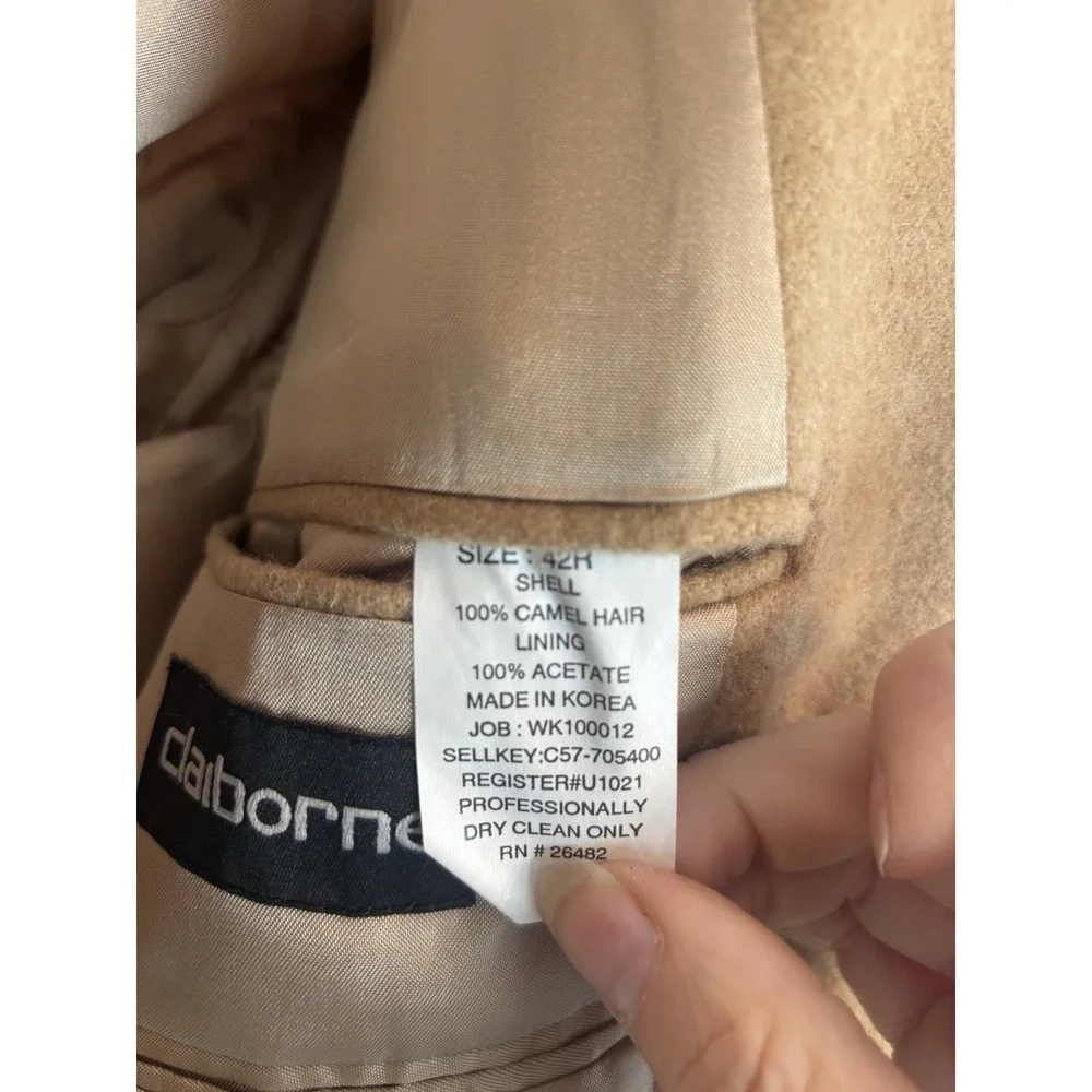 Claiborne Sport Coat Mens 42R Tan Camel Hair Blazer 2 Button Notch Lapel Jacket